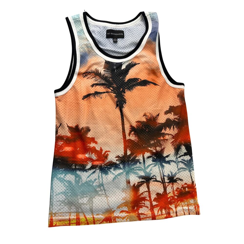 Sunset Palm Tree Mesh Athletic Jersey Tank Top Tropical XS